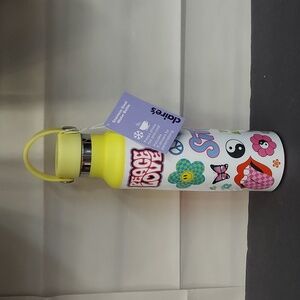 Claier's Stainless Steel Water Bottle with Stickers Yellow Pink Color NWT